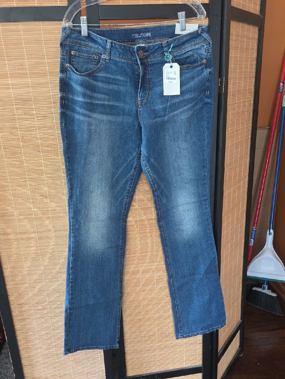 Maurices Blue Stretch Mid Rise Slim Bootcut Jeans with Subtle Fading